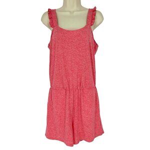 Thrive Societe Romper Heather Coral Reef Ruffle Strap Pockets Casual Size S NWT